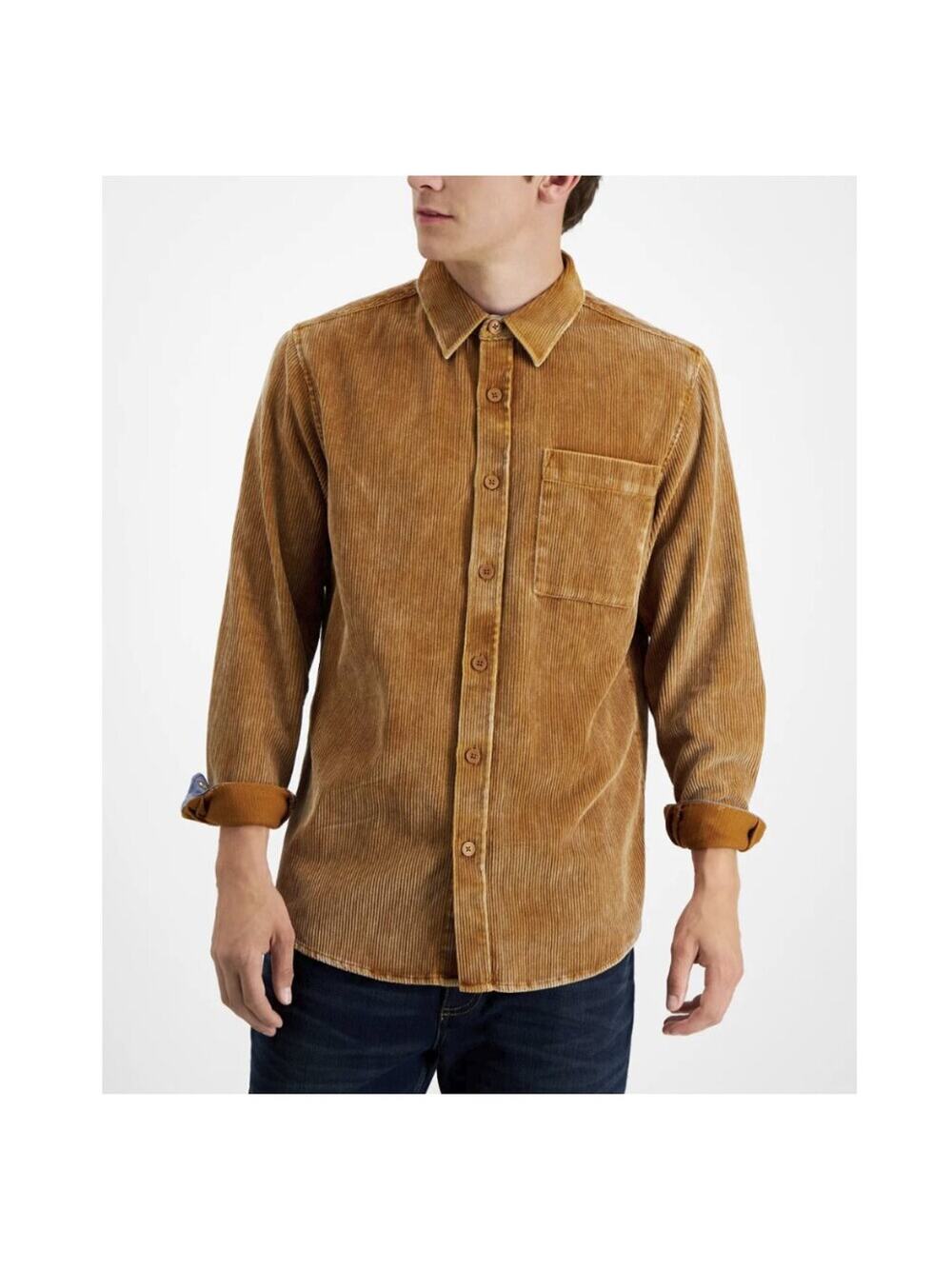 Sun + Stone Men's Corduroy Shirt Caramel Size M